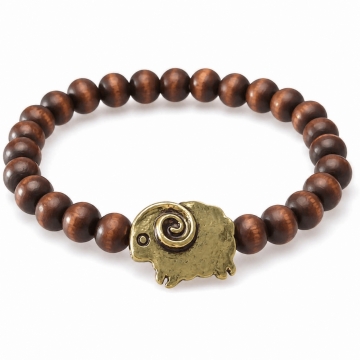 Armband - braune Holzperlen - Schaf