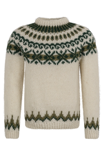 Weißer Islandpullover - Handgestrickt in Island - Länge 70 cm - B = 49 cm - C = 46 cm