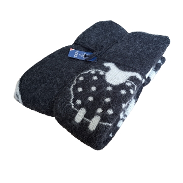 wool blanket - black with Icelandic sheep