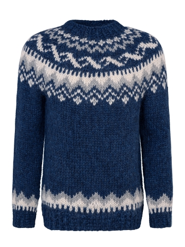 Handgestrickter Islandpullover - Blau