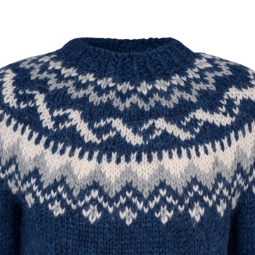 Handgestrickter Islandpullover - Blau