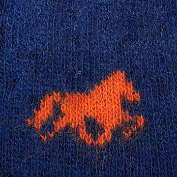 Woolen hat - Icelandic horse - blue / orange