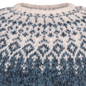 Handgestrickter Islandpullover - Nordur - Blau