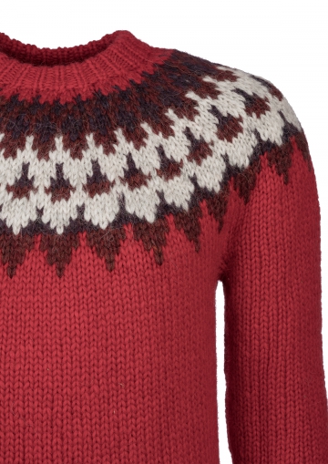 Klassischer Islandpullover Handgestrickt HSI-203 - Rot