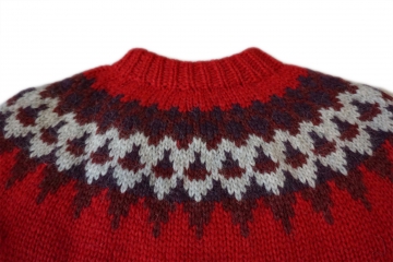 Klassischer Islandpullover Handgestrickt HSI-203 - Rot