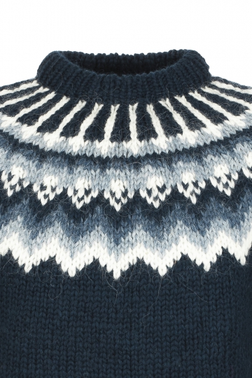 Hand-knit Icelandic Sweater HSI-207 - dark blue