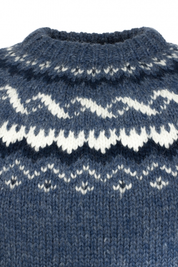 Hand-knit Icelandic Sweater HSI-208 - blue