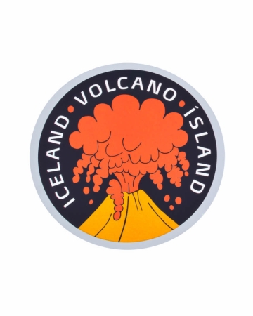 Aufkleber - rund - Vulkanausbruch