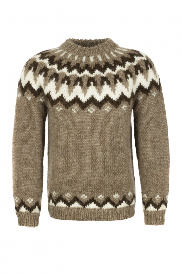 Hand-knit Icelandic Sweater HSI-211 - brown / dark brown