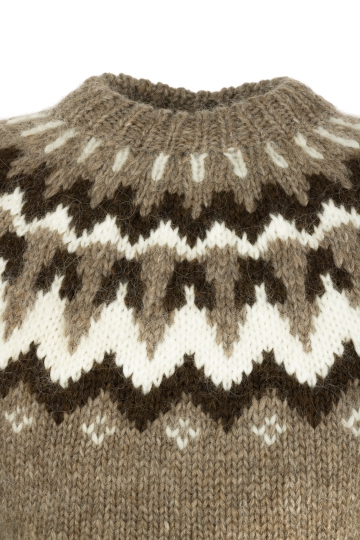 Hand-knit Icelandic Sweater HSI-211 - brown / dark brown