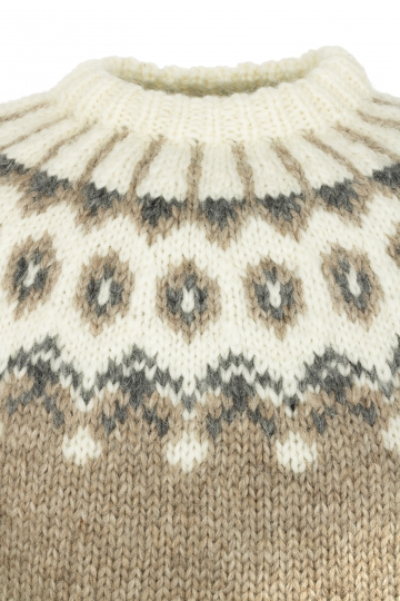 Hand-knit Lopapeysa HSI-212 - brown / white