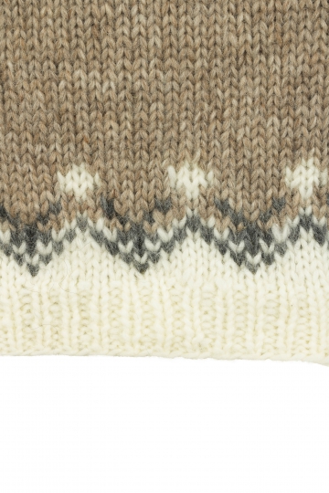 Hand-knit Lopapeysa HSI-212 - brown / white