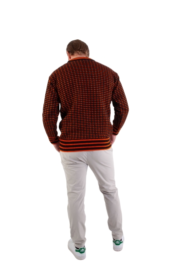 Norweger Wollpullover - Farbkombination orange / schwarz