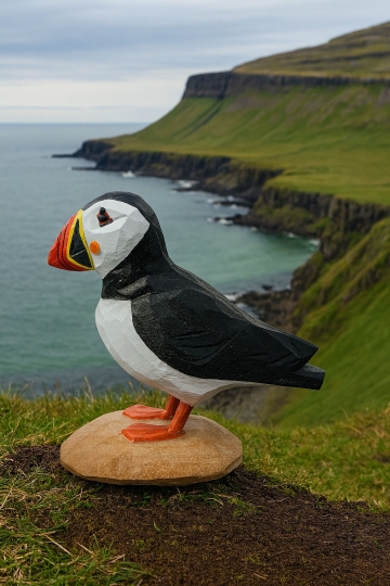 Isländischer Vogel - Papageientaucher Holzfigur