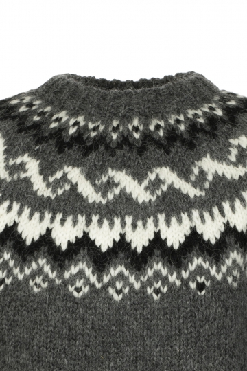 Hand-knit Icelandic Wool Sweater HSI-217 - dark grey