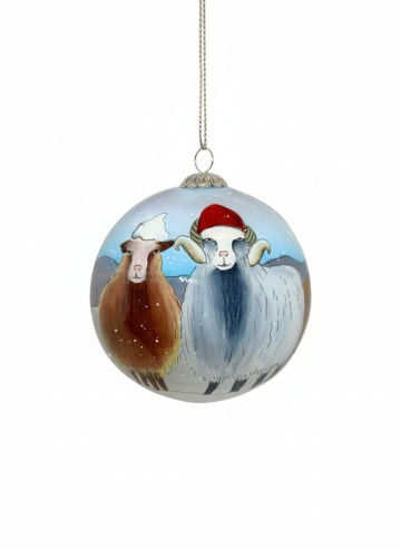 Mundgeblasene Weihnachtsbaumkugel aus Glas - Seyður - Schaf