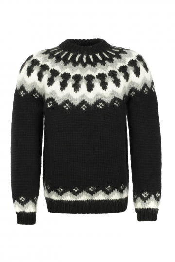 Damen Islandpullover - handgestrickt in Island - Lopapeysa schwarz
