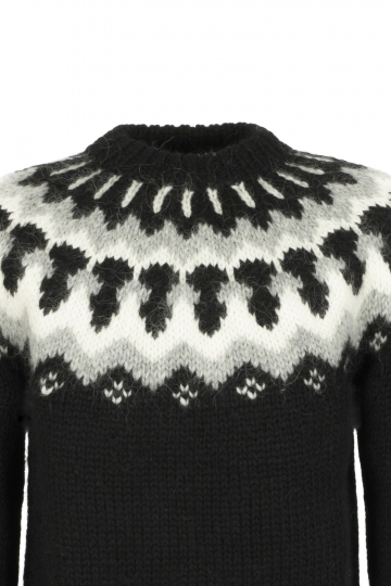 Damen Islandpullover - handgestrickt in Island - Lopapeysa schwarz
