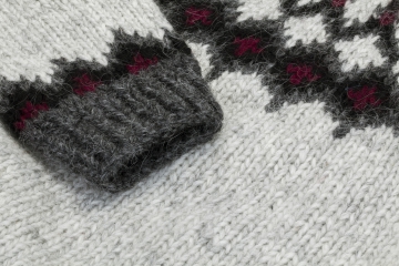 Damen Islandpullover - handgestrickt - Lopapeysa hellgrau kombi