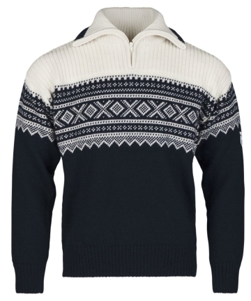 Norweger Pullover Marius mit Hochkragen - navy-blau/weiß