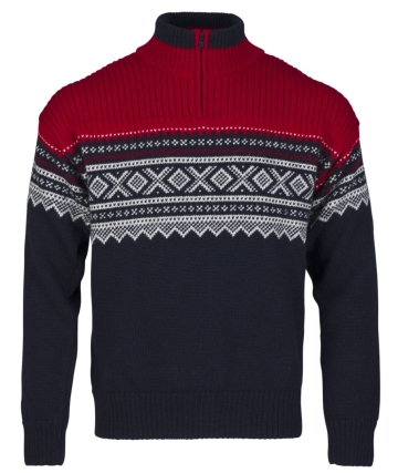 Norweger Pullover Marius mit Hochkragen - navy-blau/rot/weiß