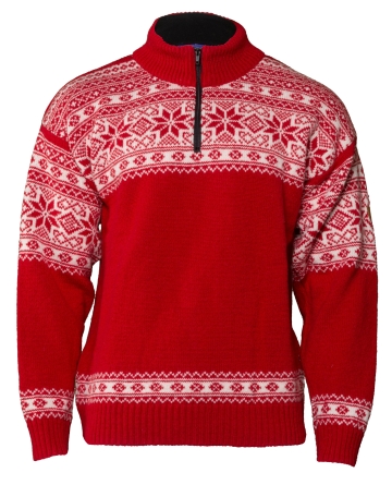 Norweger Pullover Schneeflocke - rot/weiß