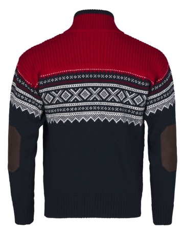 Norweger Strickjacke Marius mit Reißverschluss - navy-blau/rot/weiß