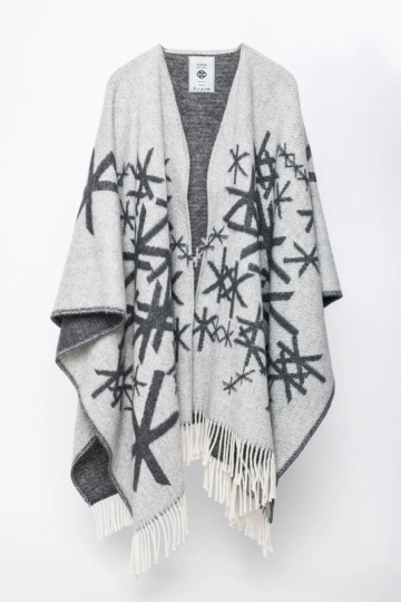 Woll-Cape - Bindrune Stärke - Wollumhang - Dunkelgrau