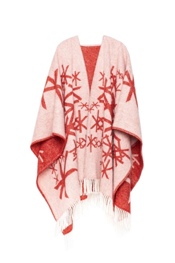 Woll-Cape - Bindrune Stärke - Wollumhang - Rostrot