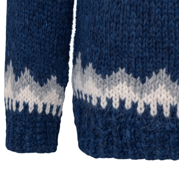 Handgestrickter Islandpullover - Größe M - Blau - A= 67 cm, B= 53 cm, C= 46 cm