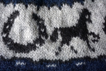 Hand-knit Icelandic Cardigan with zipper HSI-219 - blue