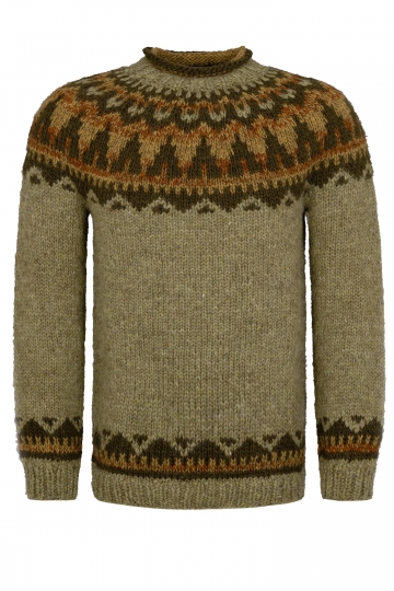 Hand-knit Icelandic Wool Sweater HSI-222 - green