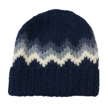 Handknitted Icelandic Woolen Hat - dark blue