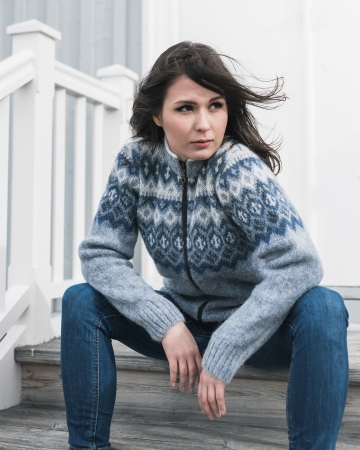 Womens Wool Cardigan - Icelandic Wool Sweater - Blue