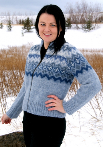 Womens Wool Cardigan - Icelandic Wool Sweater - Blue