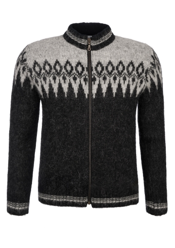 KIDKA 031 Wool Sweater - Cardigan - Black/Grey