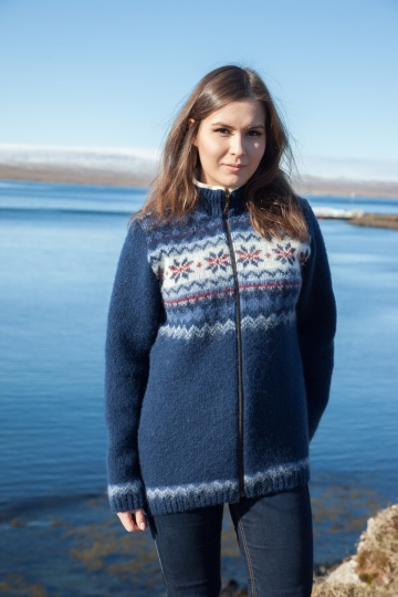 Island Woll-Strickjacke - blau