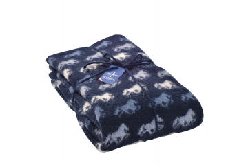 KIDKA 033 Icelandic Wool Blanket - Iceland Horse - Blue