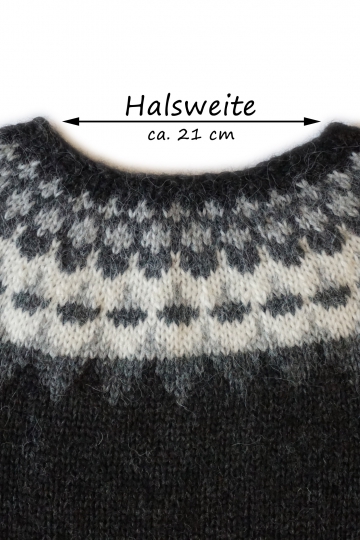 Damen Rundhalspullover Handgestrickt - schwarz / grau / weiss