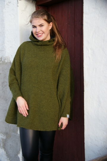 KIDKA 107 Poncho en tricot dames - vert