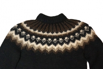 Traditional Icelandic Wool Sweater Hand-knit HSI-233 - black-brown