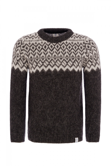 Pull en laine homme - Col rond - noir/blanc