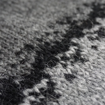 Hand-knit Icelandic Wool Sweater  - grey-black