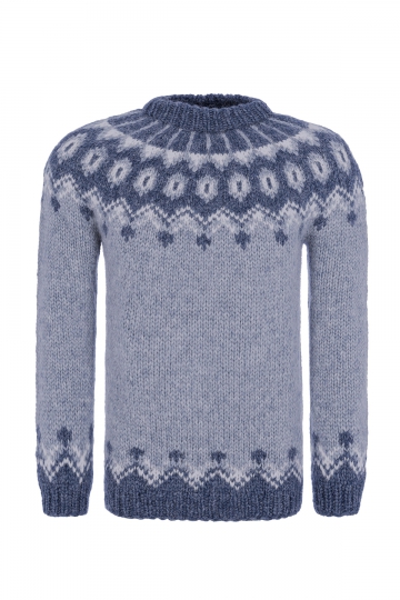 Hand-knit Icelandic Wool Sweater  - blue