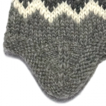 Handknitted Icelandic Woolen Hat with ear flaps - grey