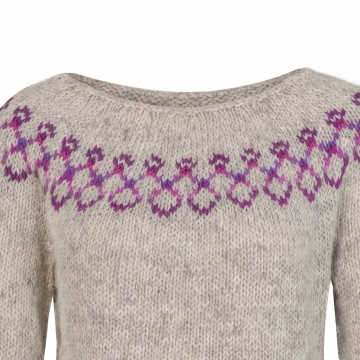 Dünner Damen XL Island-Pullover - Handgestrickt - A = 73 cm, B = 50 cm, C = 47 cm