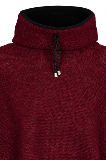 KIDKA 129 Womens Wool Poncho with collar - bordeaux