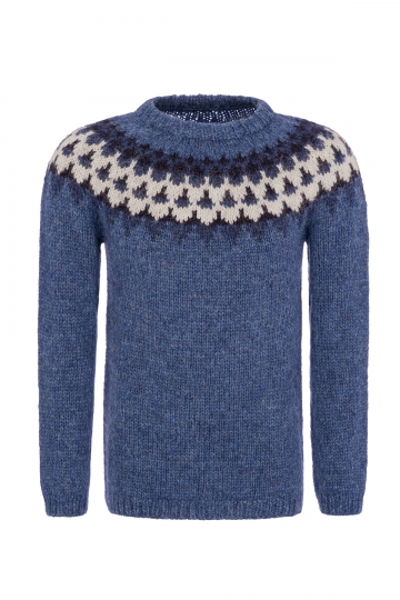 Light Handknitted Icelandic Sweater - blue