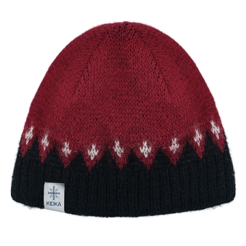 KIDKA 041 Bonnet en laine - rouge / noir / blanc