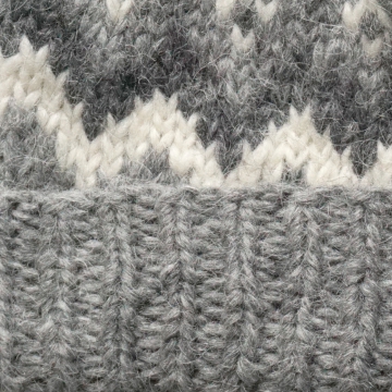 Handknitted Icelandic Woolen Hat - light grey/white